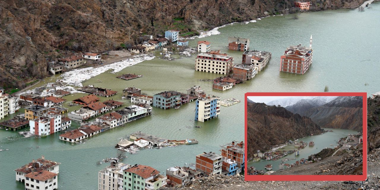 Yusufeli Barajı'nda su seviyesi 91 metre; binaların bir bölümü görünmez oldu