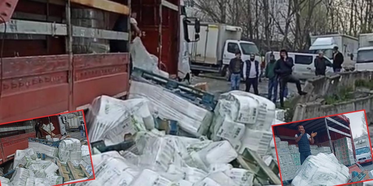 Esenyurt'ta 3 gün bekletilen tır şoförü yükünü sokağa attı