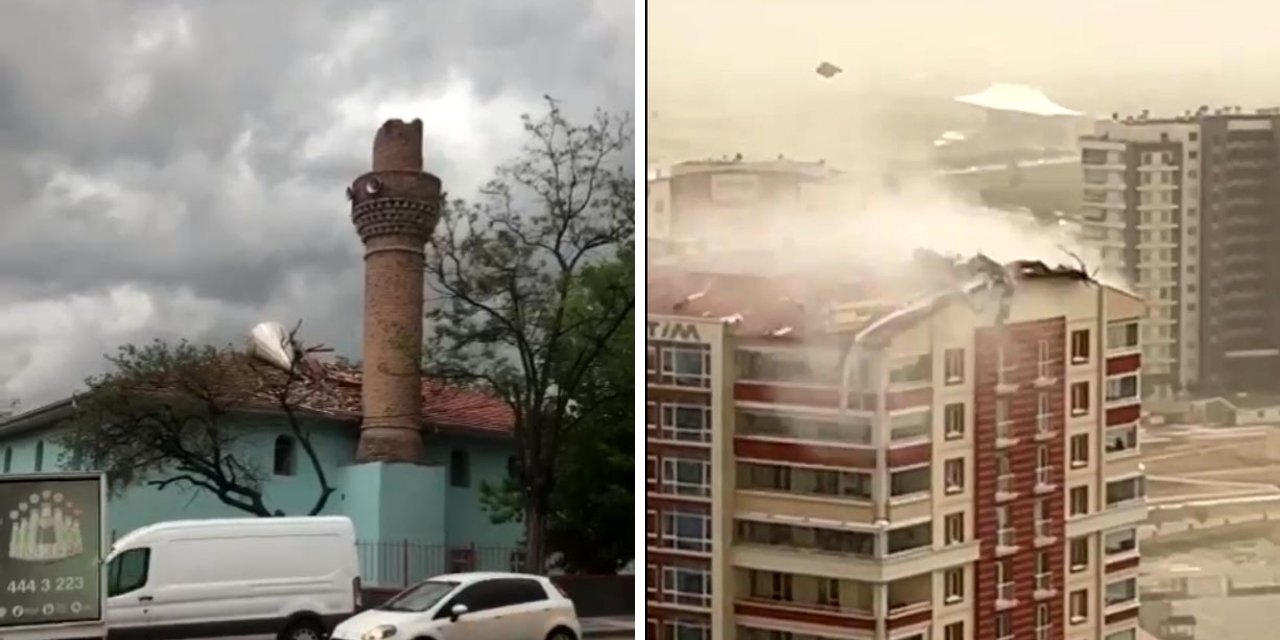Ankara'da kuvvetli rüzgar; ağaçlar devrildi, çatılar uçtu
