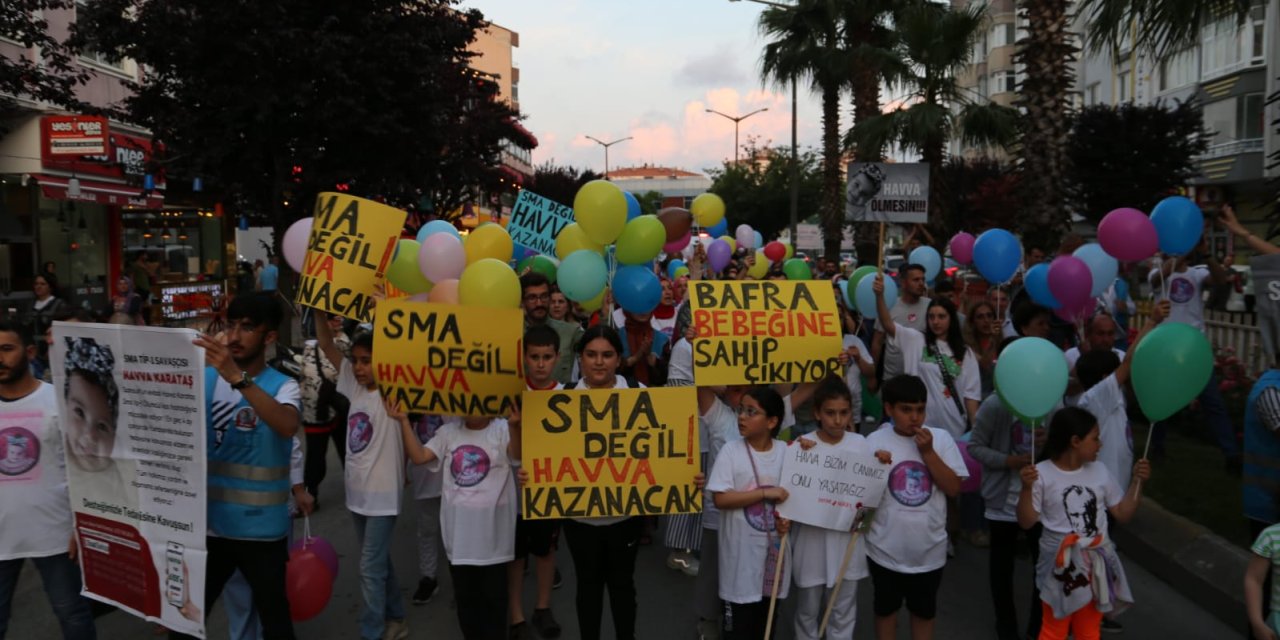 Samsun'da SMA hastası Havva bebek için yürüdüler