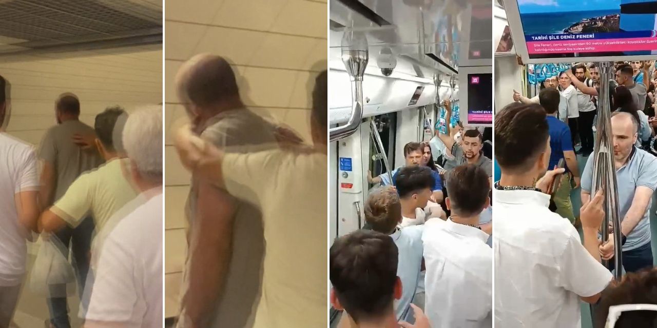 Marmaray ve metroda kadınları cep telefonuyla görüntülediği öne sürülen iki kişi  yolcular tarafından dövüldü