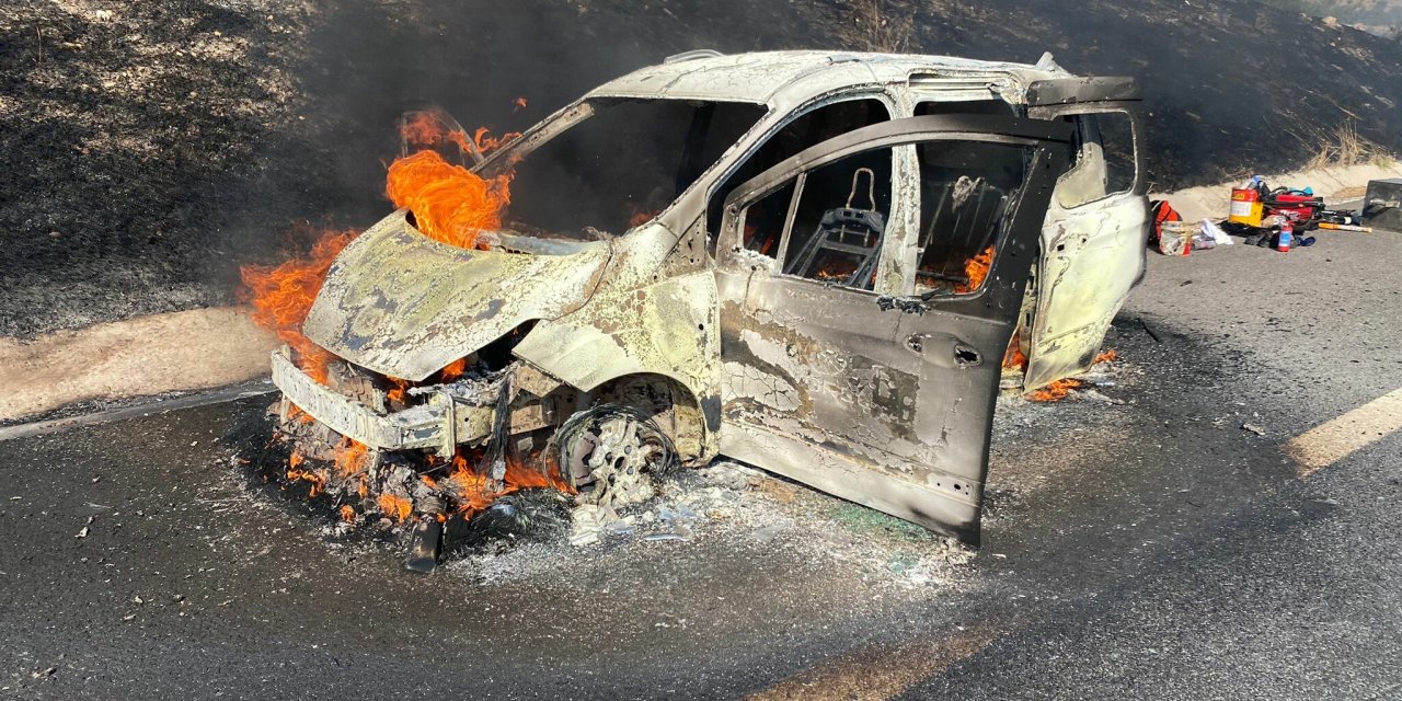 Manisa'da orman yangını: Otomobilden ormana sıçradı