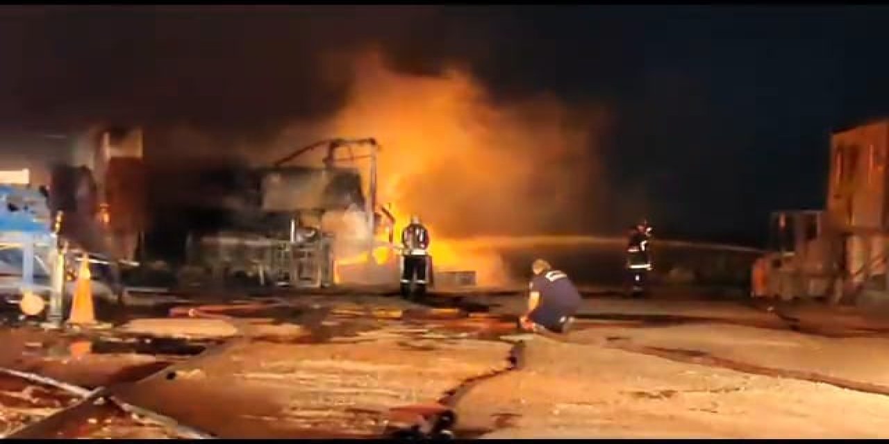 Taş ocağında asfalt eritme tankında yangın: 2 işçi yaralandı