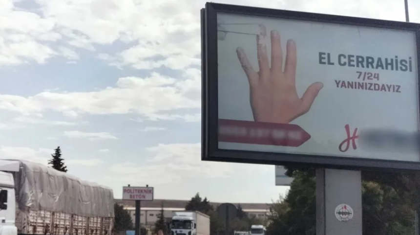 Gazintep'te iş kazalarında işçiler ellerini kaybediyor: OSB girişine tepki çeken 'el cerrahisi' reklamı