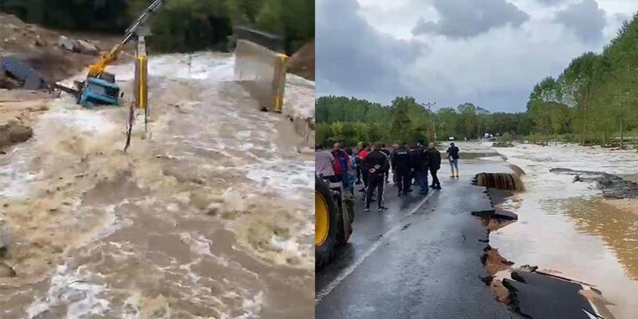Kırklareli'de kuvvetli yağış: Dereler taştı, yollar kapandı