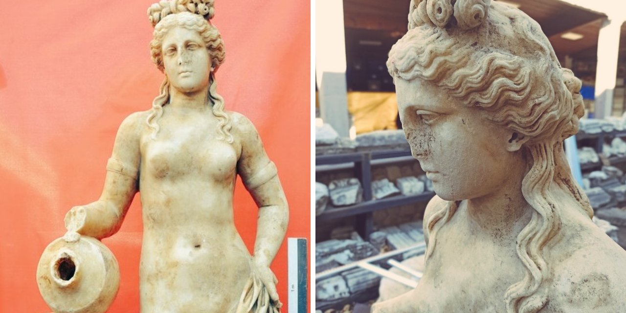 Bartın'da 1800 yıllık su perisi heykeli bulundu