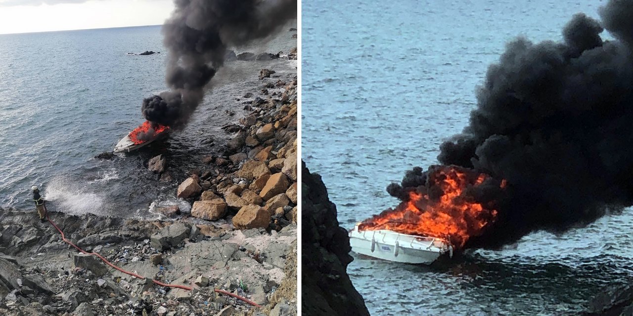 Hatay Samandağ’da alev alan sürat teknesindeki 5 kişi kurtarıldı