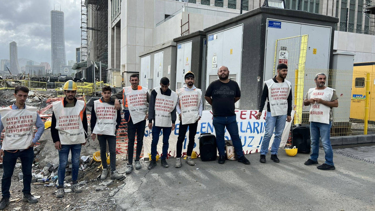 Ataşehir Finans Merkezi şantiyesinde aylardır maaşını alamayan işçilerden eylem