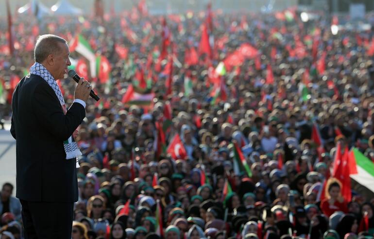 Erdoğan, Büyük Filistin Mitingi'nde konuştu: 'İsrail’i savaş suçlusu ilan edeceğiz'