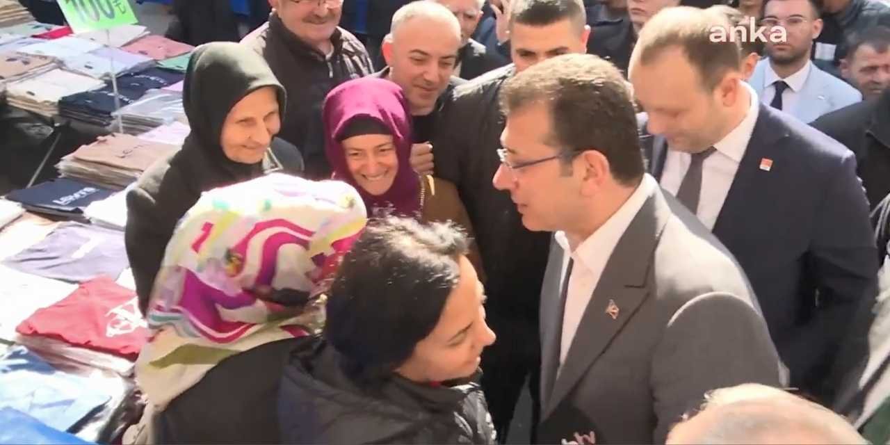 Pazar ziyaretinde İmamoğlu ile karşılaşan bir kadın: AK Partili olarak oyum size