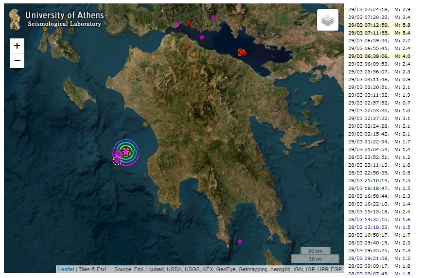 Yunanistan’ın güneyinde 5,8 büyüklüğünde deprem