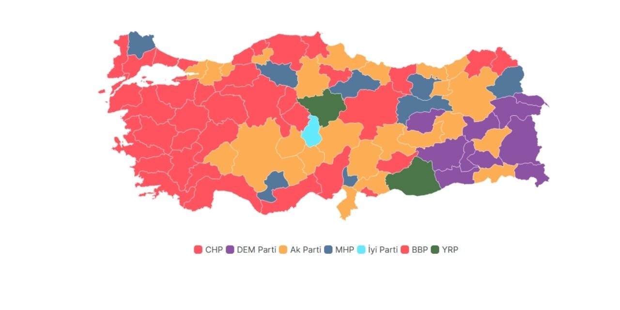 Partilerin Türkiye genelindeki oy oranları: YRP üçüncü sıraya yükseldi