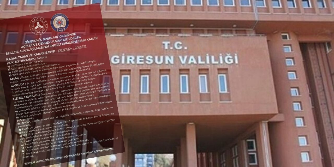 Giresun Valiliği açık alanlarda içki içmeyi yasakladı