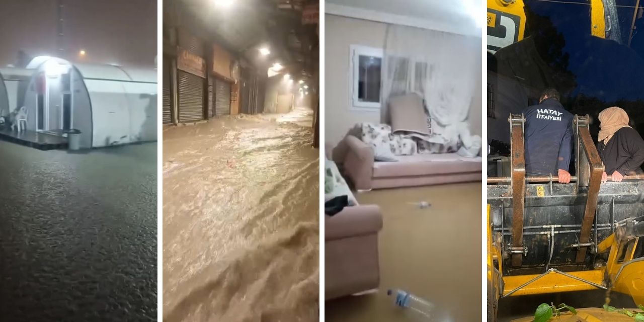 Hatay'da sokakları, evleri, konteynırları su bastı