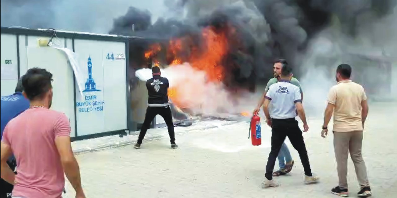 Osmaniye’de depremzedelerin kaldığı konteyner kentte yangın