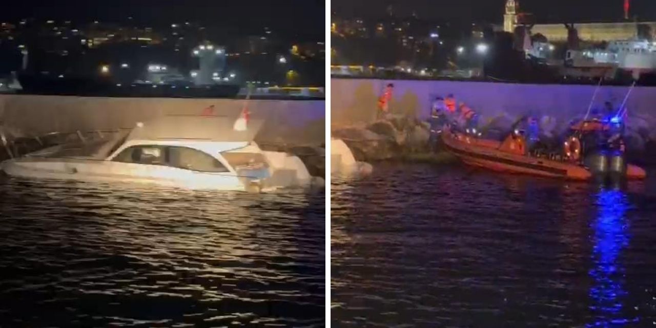 Kadıköy'de batmak üzere olan teknedekiler kurtarıldı