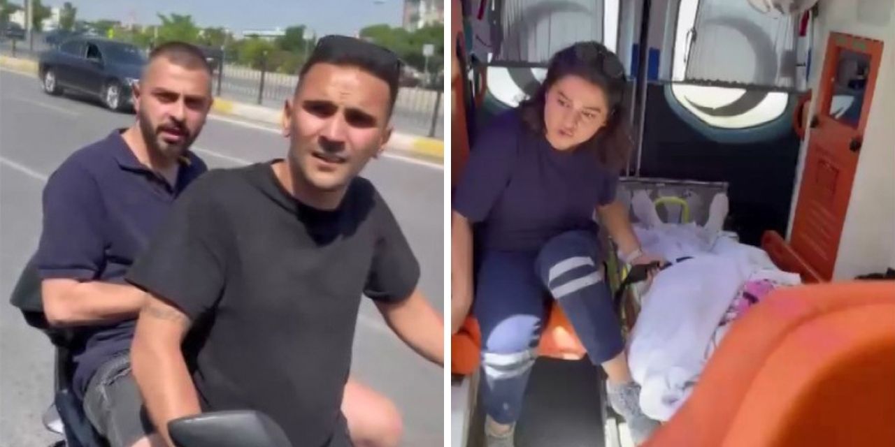 Koca'dan ambulans yolu kesip hasta kontrol edenlere tepki