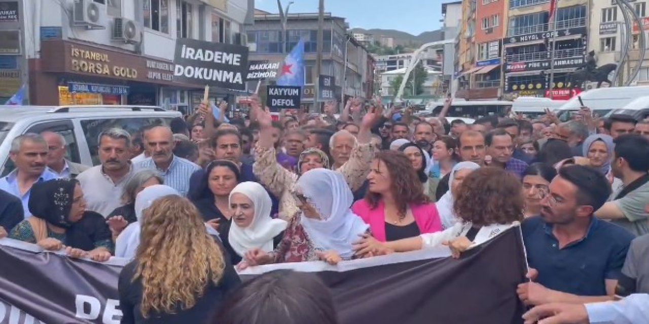 Hakkari'de 'kayyım' mitingi: 'Hakkari halkı uyuma iradene sahip çık'