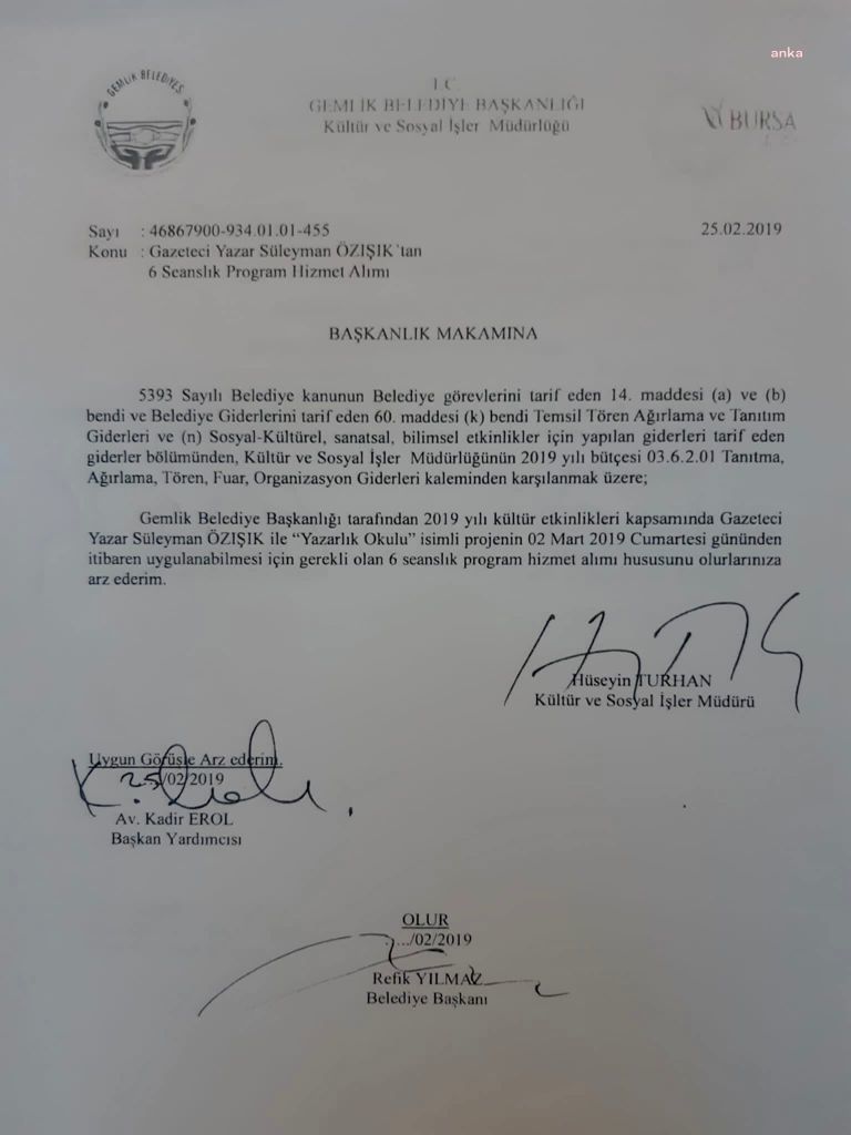 CHP'li Başarır, Süleyman Özışık'ın belediyeden para aldığı iddiasının belgesini paylaştı