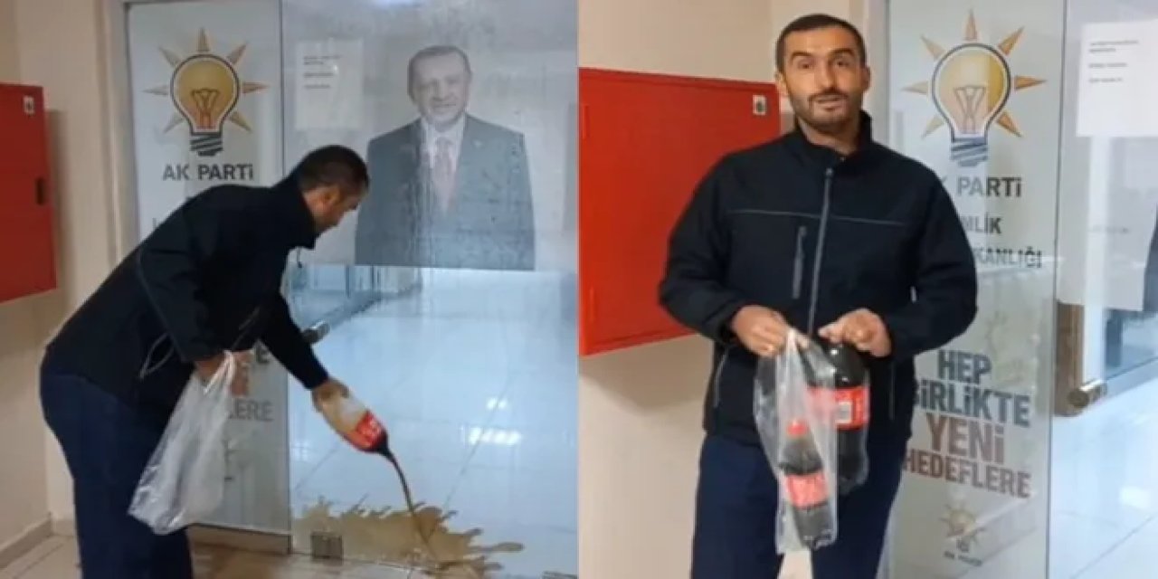 AKP binası önüne kola döktü, "Cumhurbaşkanına hakaret"ten dava açıldı