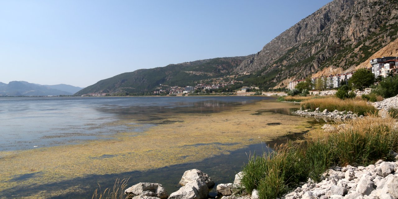 Eğirdir Gölü'nün yüzeyi alg kaplandı