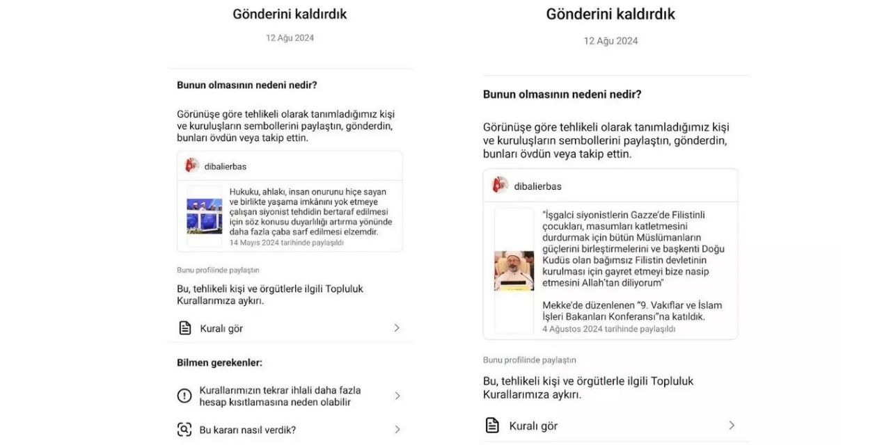 Instagram Diyanet Başkanı Ali Erbaş’ın 2 mesajını sildi