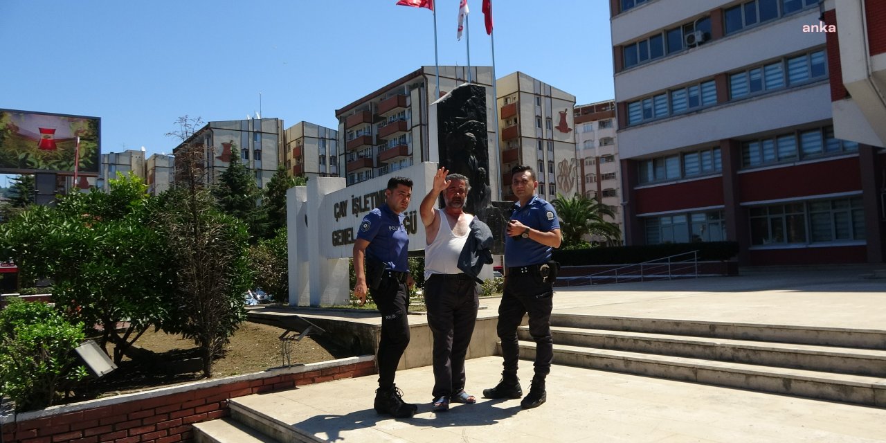 Rize'de ÇAYKUR önünde protesto: 'Hakkımı kimse yiyemez'