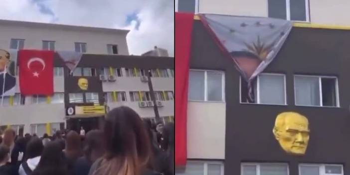 Antalya'da okula Erdoğan posteri asılması protesto edildi