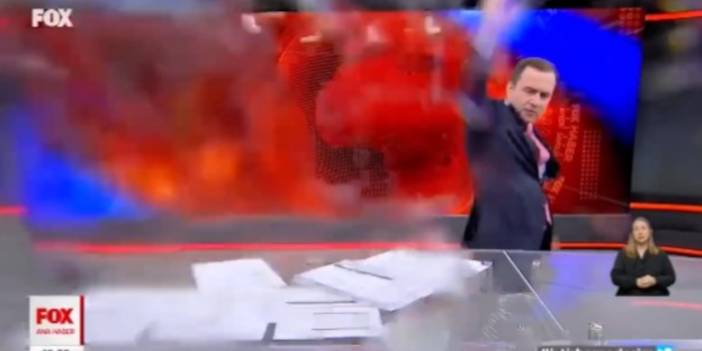 Fox Haber'de gergin anlar: Selçuk Tepeli kameraya bardağı fırlattı