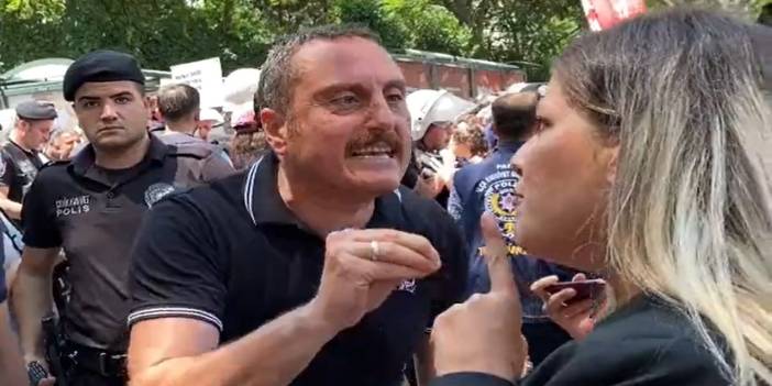 Tacizle suçlanan polis, sağlıkçıların eyleminde gazeteci kadınların üstüne yürüdü