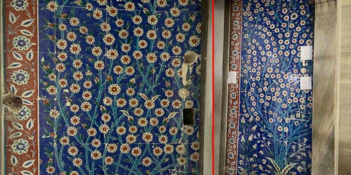 Ayasofya'dan sonra sıra Topkapı'da: Çinileri matkapla deldiler