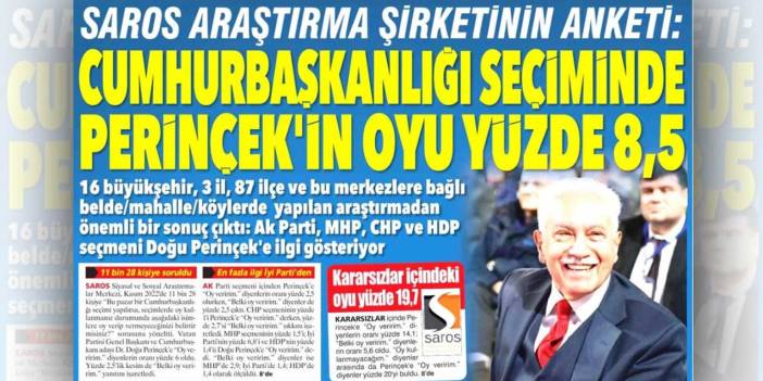 Saros Araştırma'nın anketi Aydınlık'a manşet oldu: 'Doğu Perinçek'in oyu yüzde 8,5'