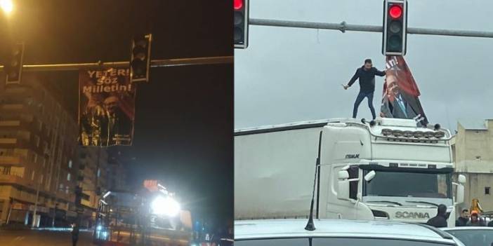 Kılıçdaroğlu’nun resminin yer aldığı ‘Yeter Söz Milletin!’ pankartı indirildi