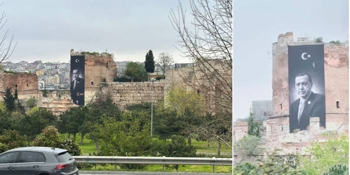 Tarihi surlara Erdoğan posteri astılar! Kaftancıoğlu: Filmin sonunu hepimiz biliyoruz