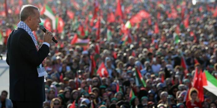 Erdoğan, Büyük Filistin Mitingi'nde konuştu: 'İsrail’i savaş suçlusu ilan edeceğiz'