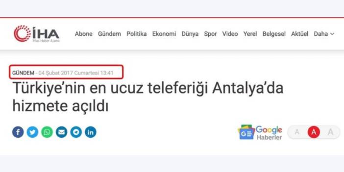 Antalya'da kaza yaşanan teleferik "Türkiye'nin en ucuz teleferiği" olarak tanıtılmış