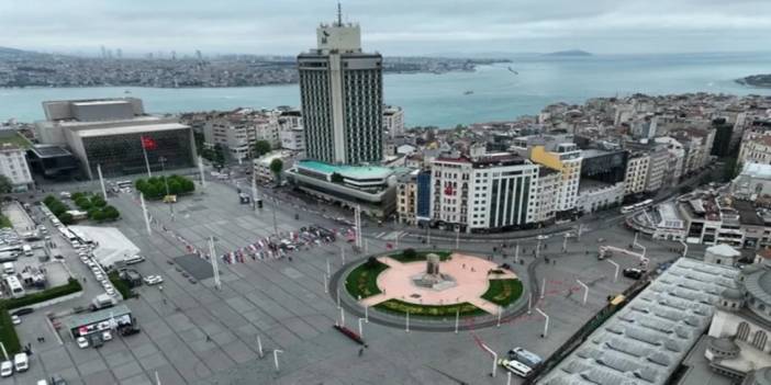 Abluka altındaki Taksim havadan görüntülendi